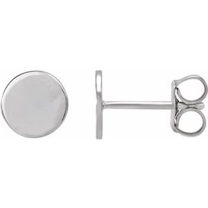 Sterling Silver 6.3 mm Engravable Disc Earring