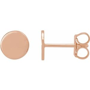 18K Rose 6.3 mm Engravable Disc Earrings