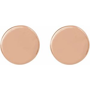 18K Rose 6.3 mm Engravable Disc Earrings