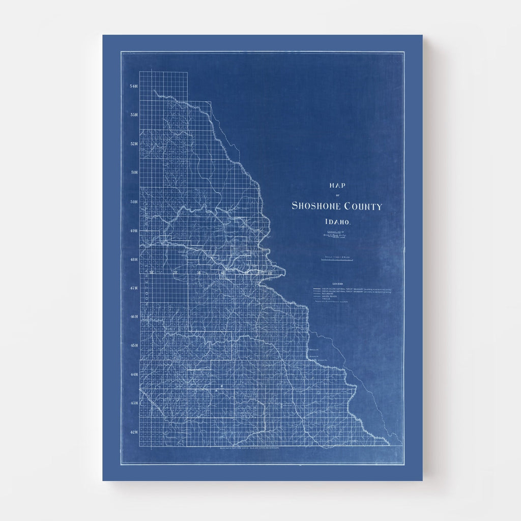 Vintage Map of Shoshone County, Idaho 1907
