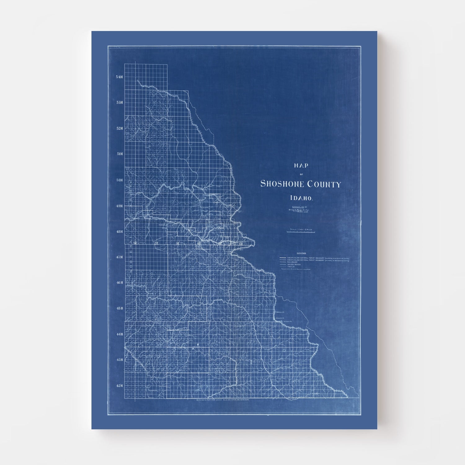 Vintage Map of Shoshone County, Idaho 1907