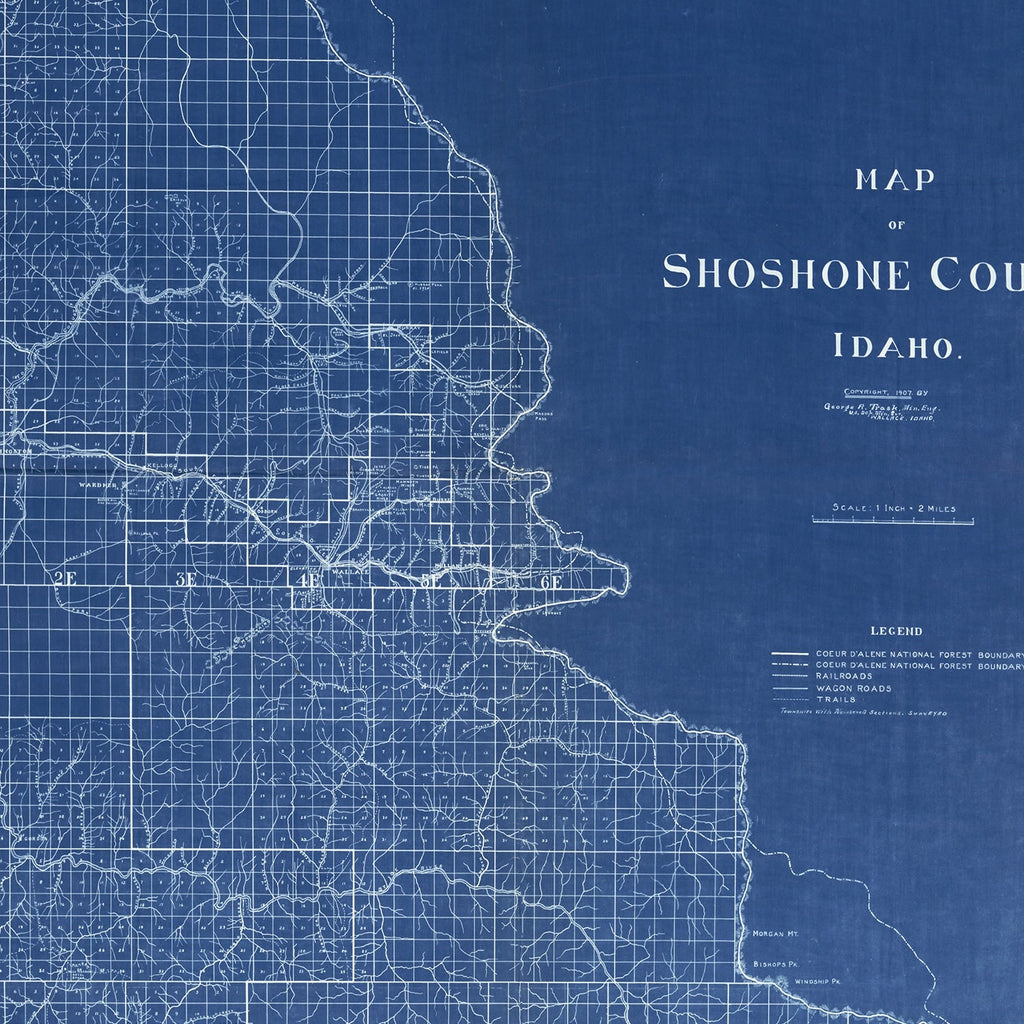 Vintage Map of Shoshone County, Idaho 1907
