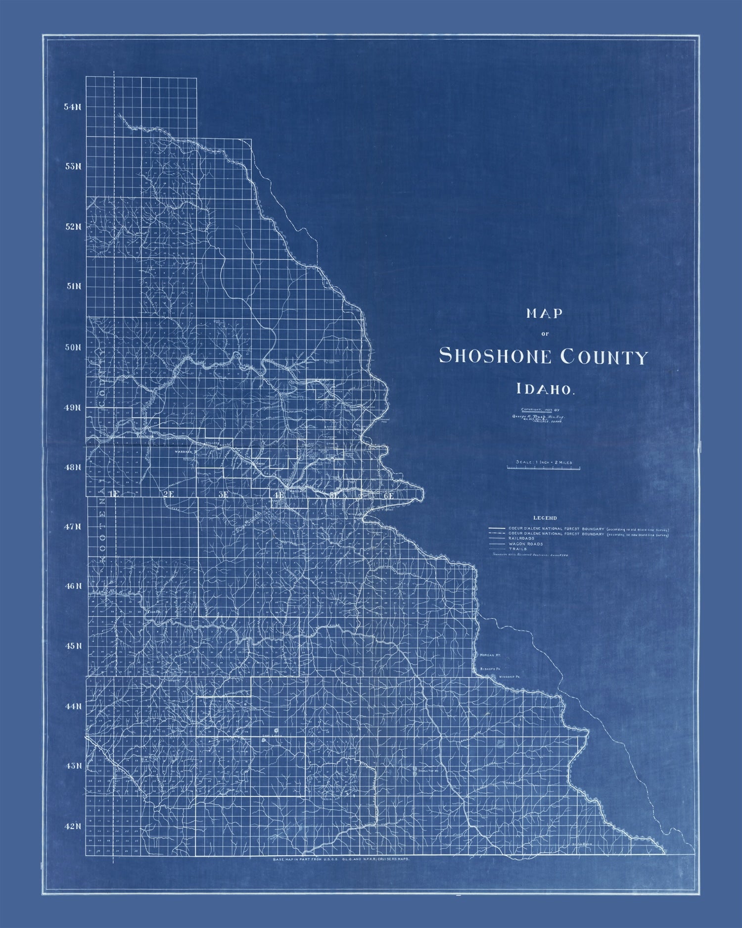 Vintage Map of Shoshone County, Idaho 1907
