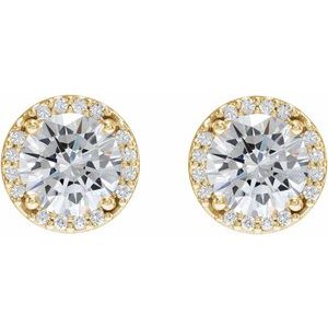 14K Yellow Gold 1/4 CTW Natural Diamond Semi-Set Halo-Style Stud Earrings – image 3