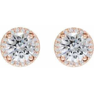14K Rose Gold 1/10 CTW Natural Diamond Semi-Set Halo-Style Stud Earrings – image 3