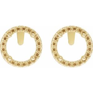 14K Yellow Gold 7.5 mm Round 4-Prong Halo-Style Low Stud Earring Mounting – image 2