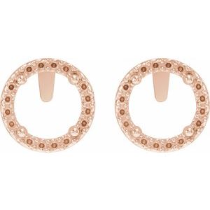 14K Rose Gold 5.2 mm Round 4-Prong Halo-Style Low Stud Earring Mounting – image 2