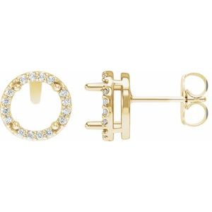 14K Yellow Gold 1/8 CTW Natural Diamond Semi-Set Halo-Style Stud Earrings