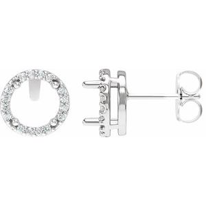 Platinum .05 CTW Natural Diamond Semi-Set Halo-Style Stud Earrings