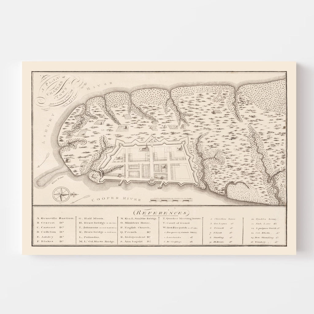 Vintage Map of Charleston, South Carolina 1809