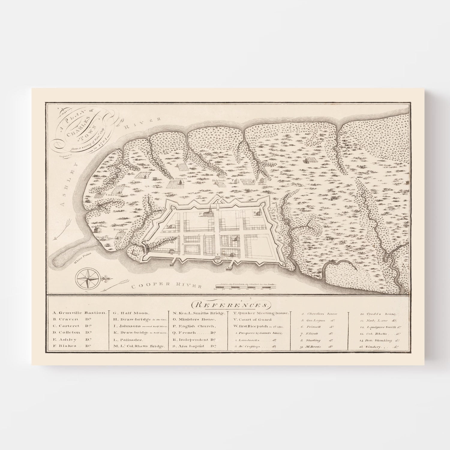 Vintage Map of Charleston, South Carolina 1809