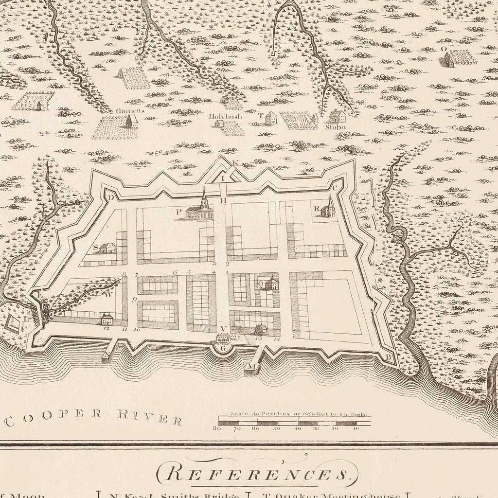 Vintage Map of Charleston, South Carolina 1809