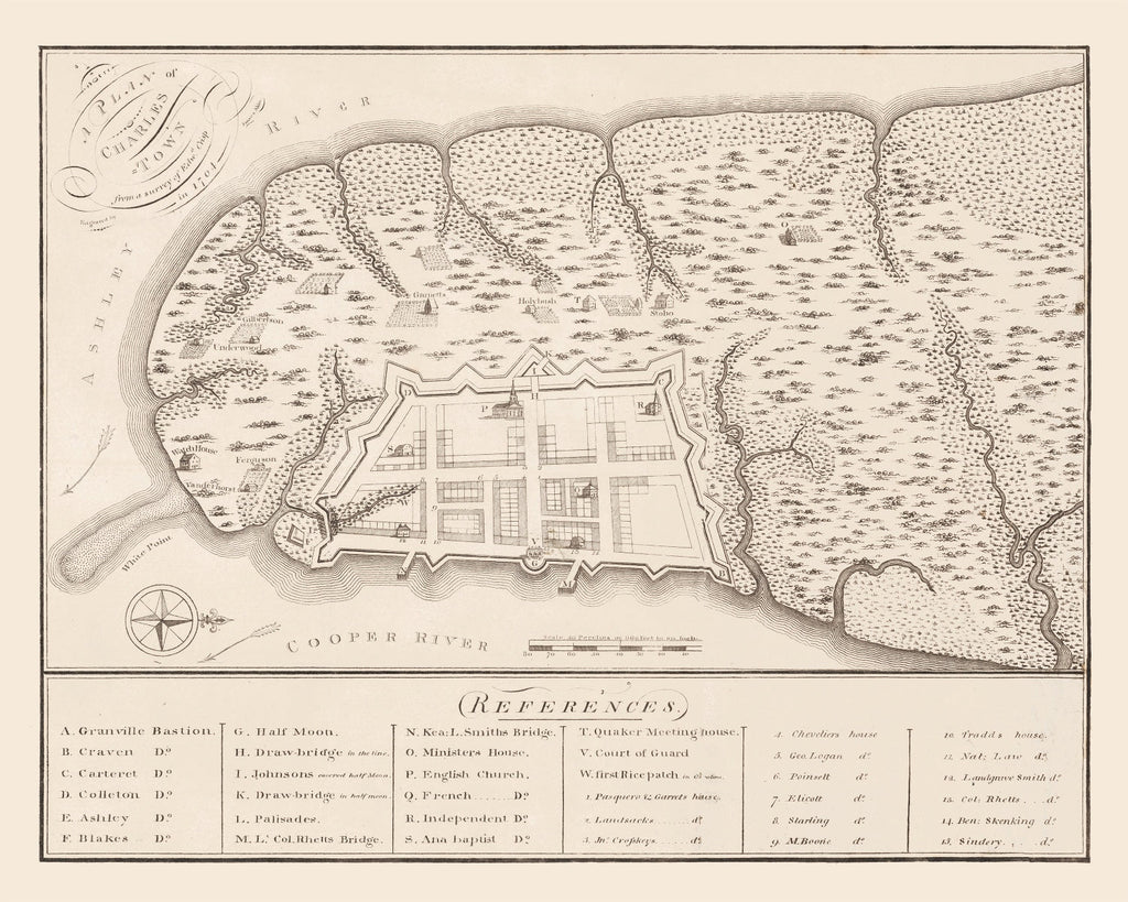 Vintage Map of Charleston, South Carolina 1809