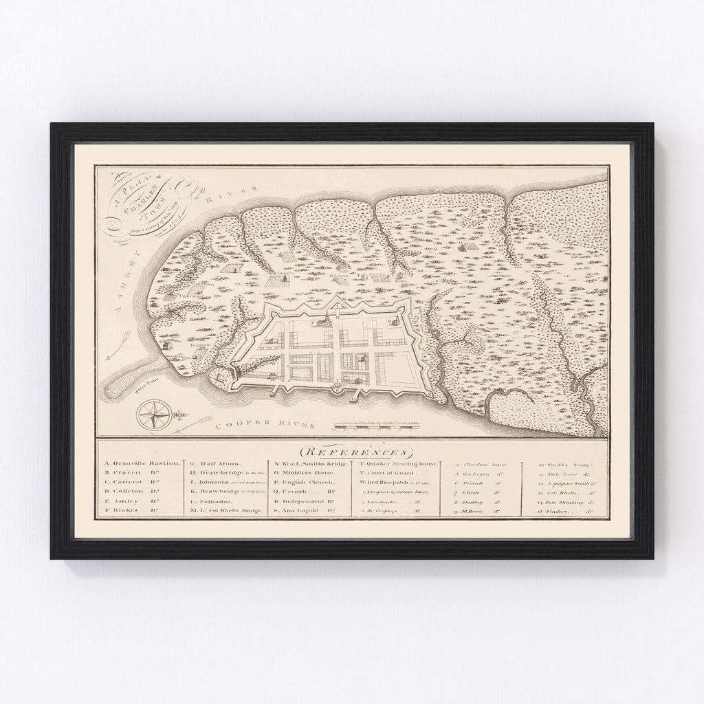 Vintage Map of Charleston, South Carolina 1809