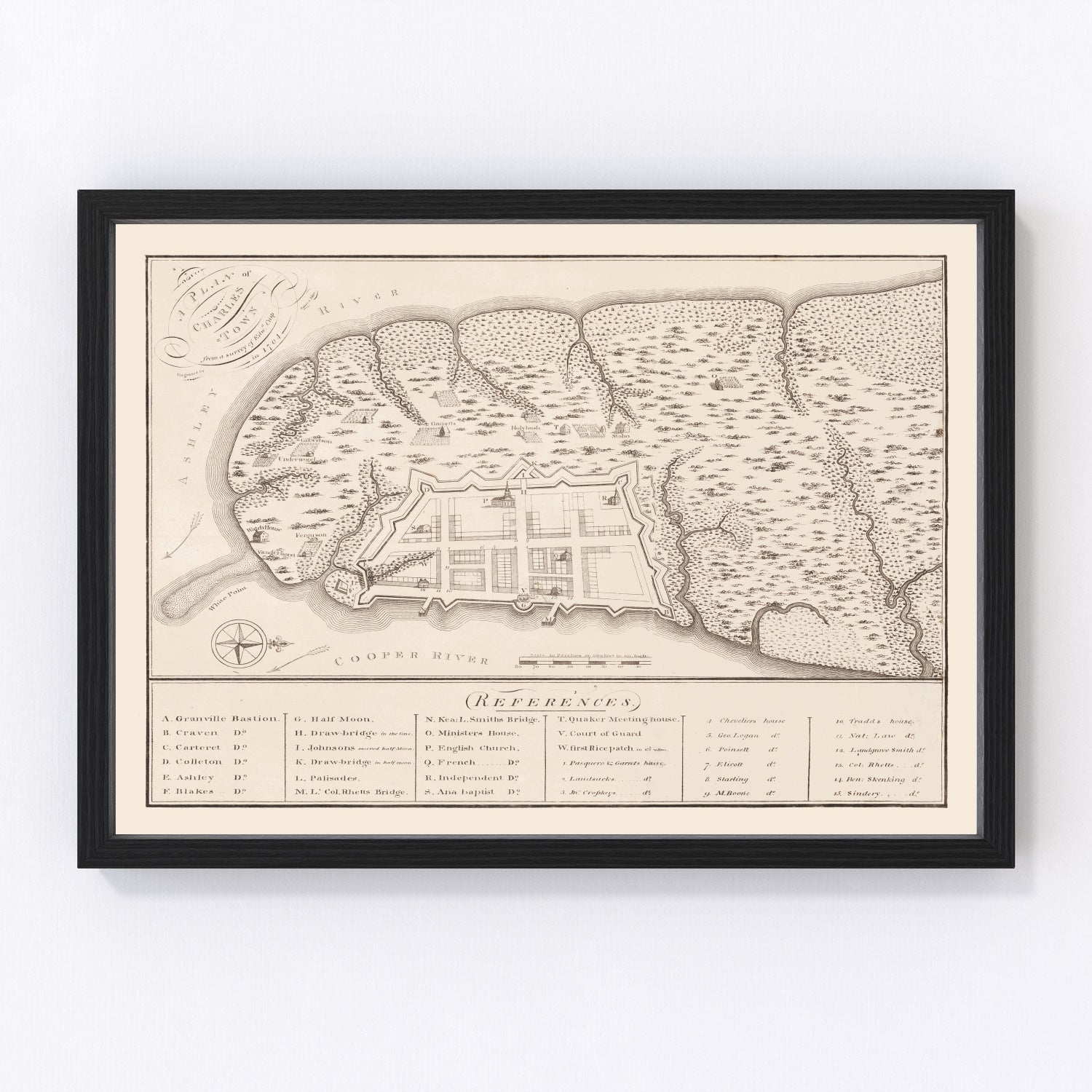 Vintage Map of Charleston, South Carolina 1809