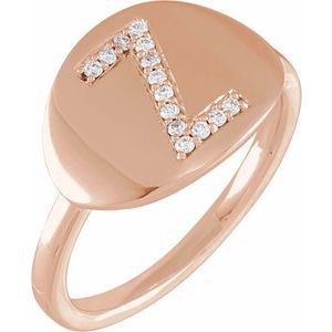 14K Rose Gold 1/10 CTW Natural Diamond Initial Z Signet Ring