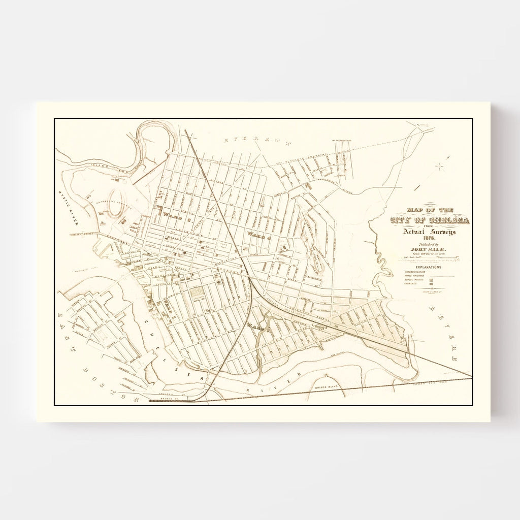 Vintage Map of Chelsea, Massachusetts 1876