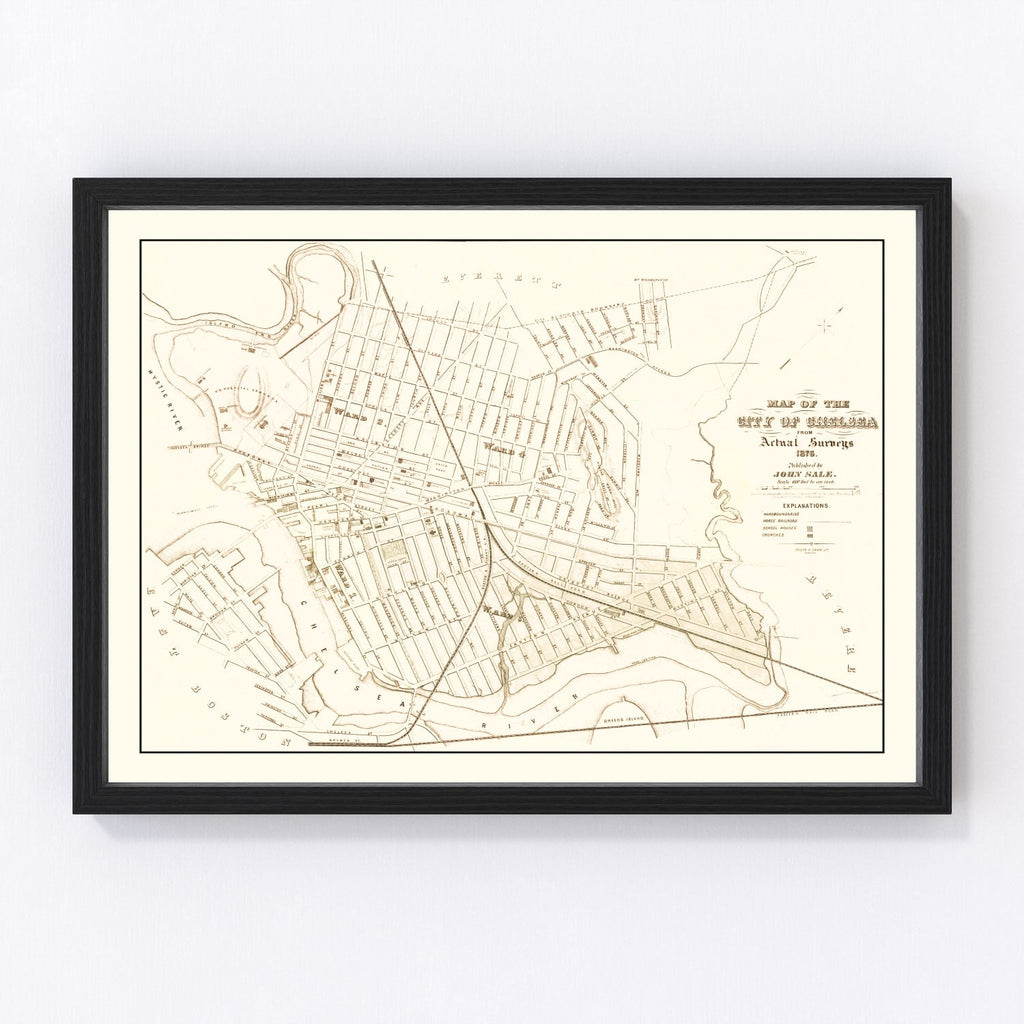 Vintage Map of Chelsea, Massachusetts 1876