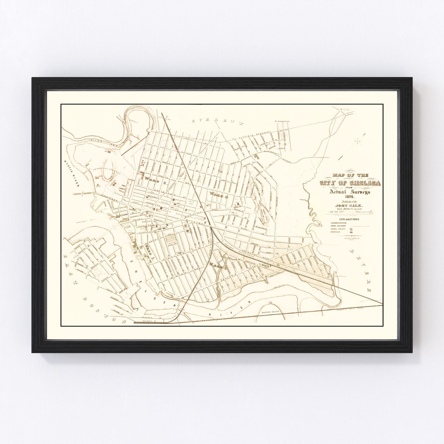 Vintage Map of Chelsea, Massachusetts 1876