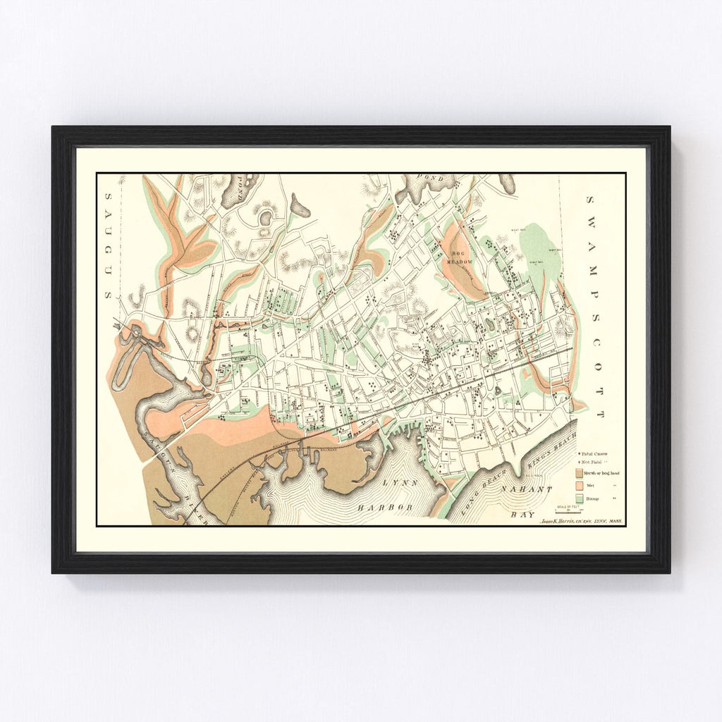 Vintage Map of Lynn, Massachusetts 1876