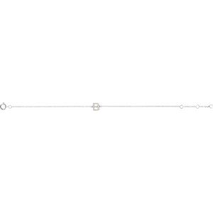 14K White Gold .07 CTW Natural Diamond Initial B 6-7" Bracelet – image 2