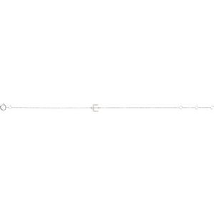 Sterling Silver .06 CTW Lab-Grown Diamond Initial E 6-7" Bracelet – image 2