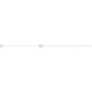Sterling Silver .07 CTW Lab-Grown Diamond Initial M 6-7" Bracelet – image 2