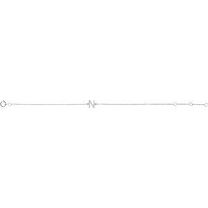 14K White Gold .06 CTW Natural Diamond Initial N 6-7" Bracelet