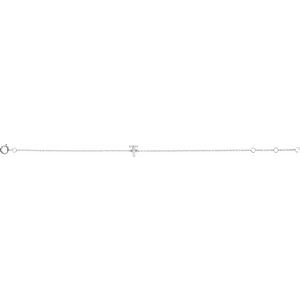 14K White Gold .05 CTW Natural Diamond Initial T 6-7" Bracelet – image 2