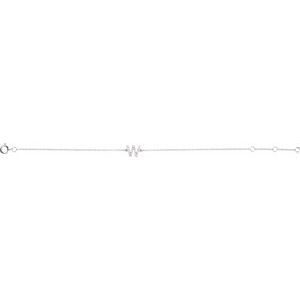 Sterling Silver .07 CTW Lab-Grown Diamond Initial W 6-7" Bracelet – image 2