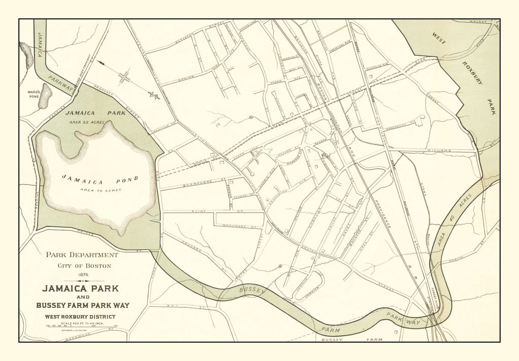 Vintage Map of Jamaica Park, Massachusetts 1876
