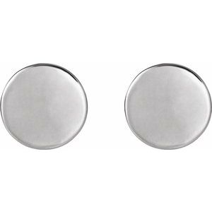 14K White 10 mm Engravable Disc Earrings