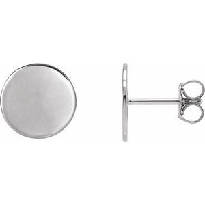 14K White 10 mm Engravable Disc Earring