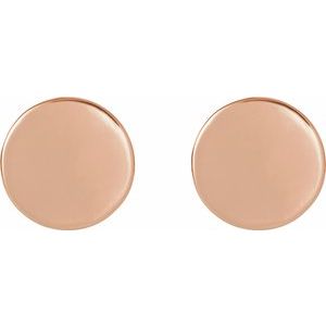 14K Rose 10 mm Engravable Disc Earrings