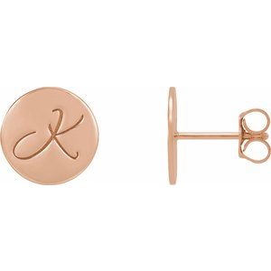 18K Rose 10 mm Engravable Disc Earrings