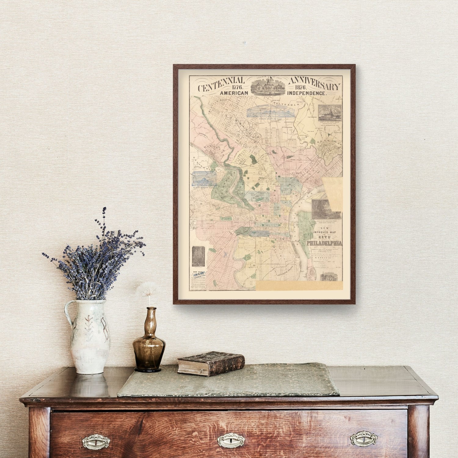 Vintage Map of Philadelphia, Pennsylvania 1872