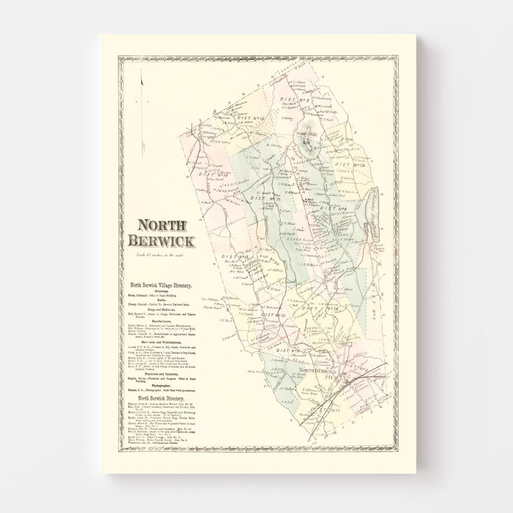 Vintage Map of North Berwick, Pennsylvania 1872