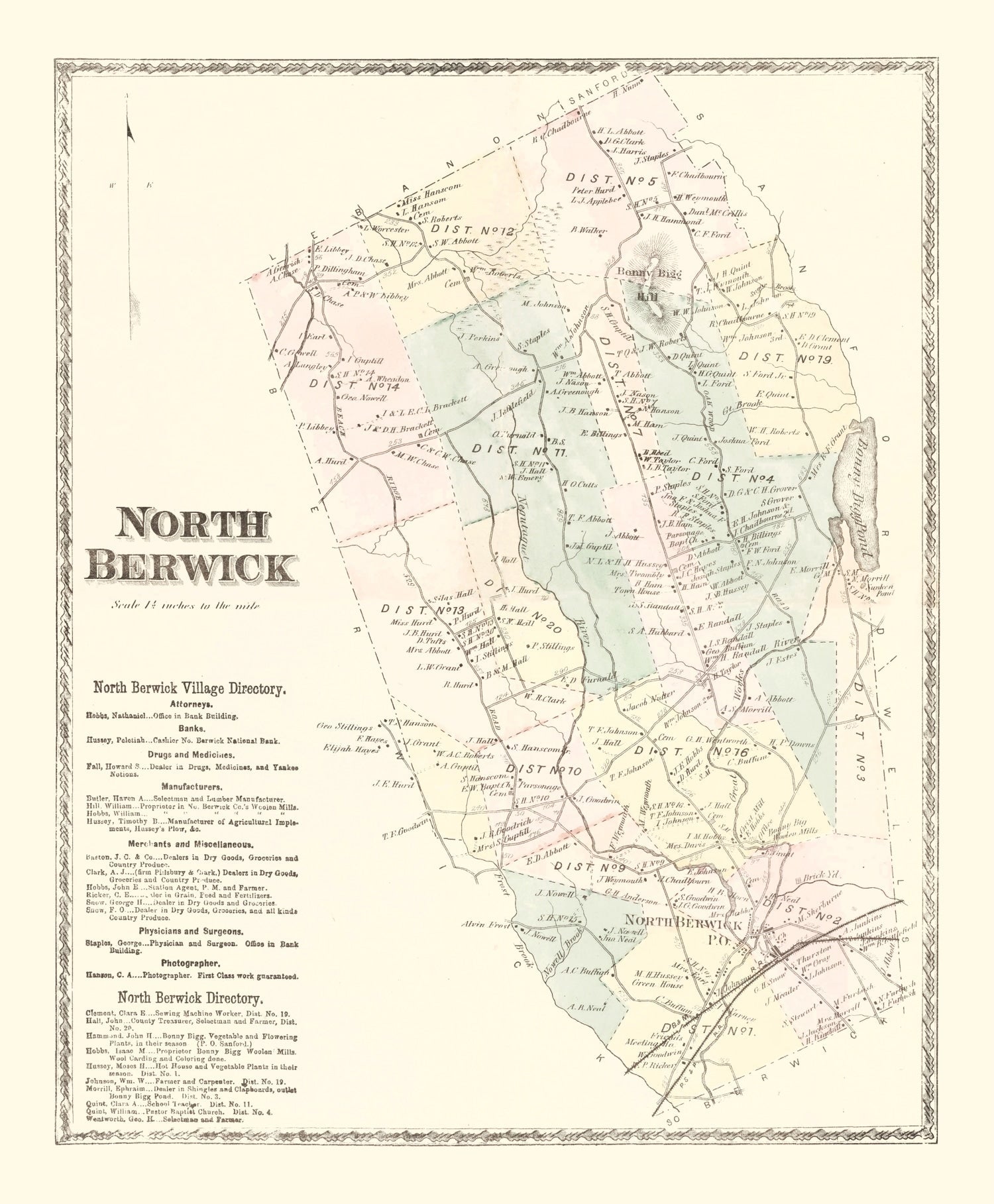 Vintage Map of North Berwick, Pennsylvania 1872