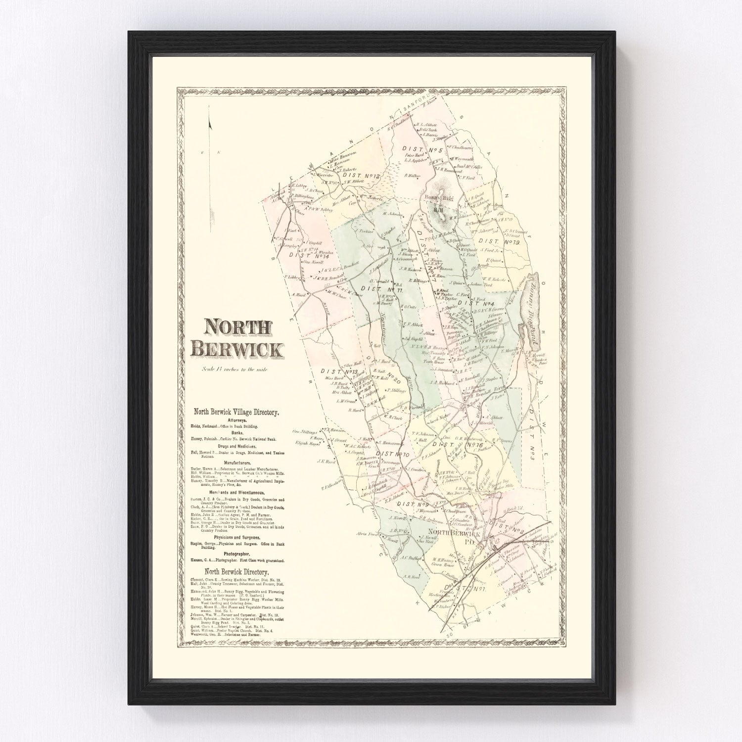 Vintage Map of North Berwick, Pennsylvania 1872