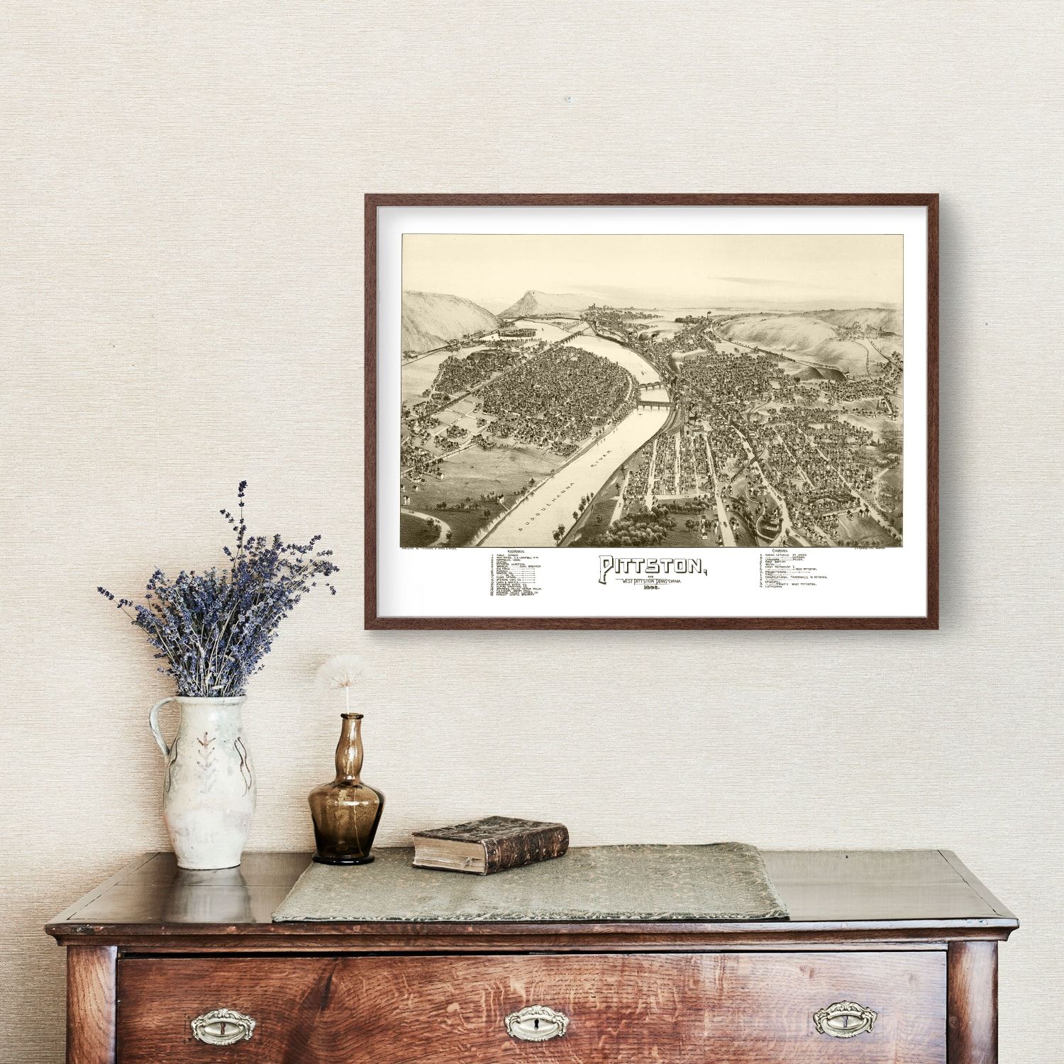 Vintage Map of Pittston & West Pittston, Pennsylvania 1892