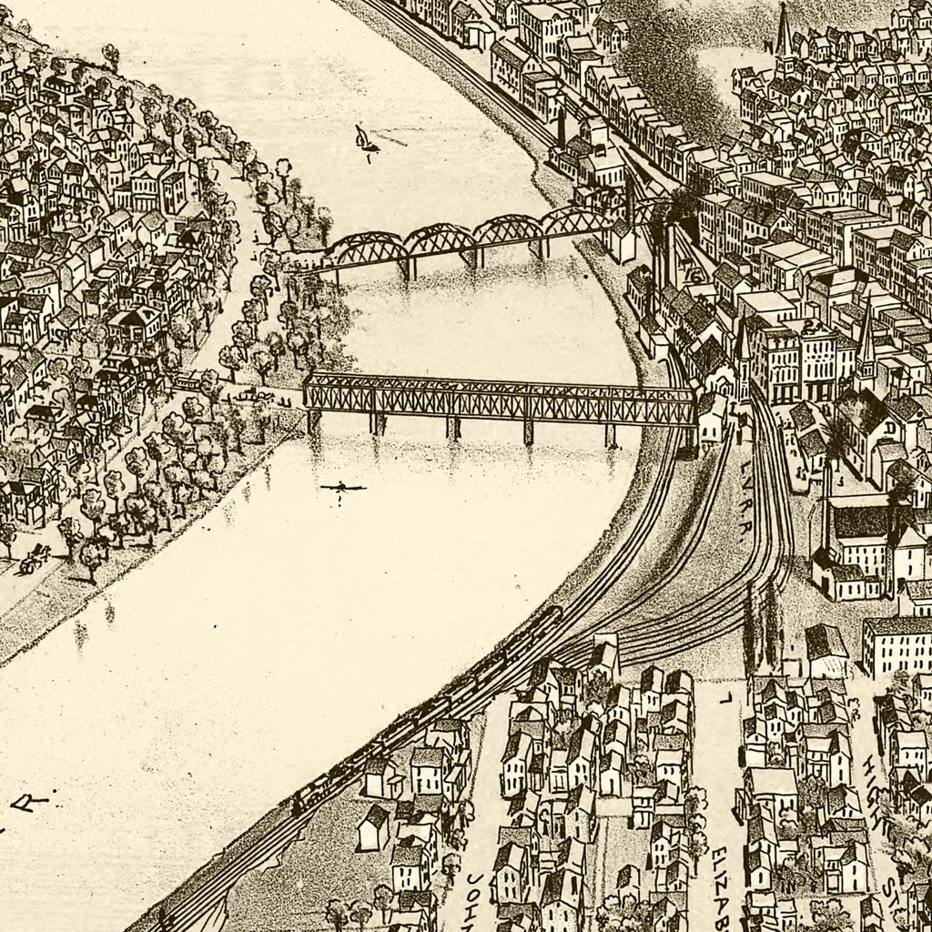 Vintage Map of Pittston & West Pittston, Pennsylvania 1892