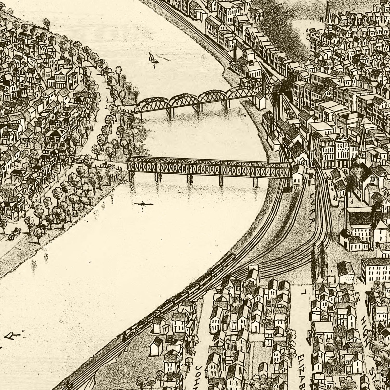 Vintage Map of Pittston & West Pittston, Pennsylvania 1892
