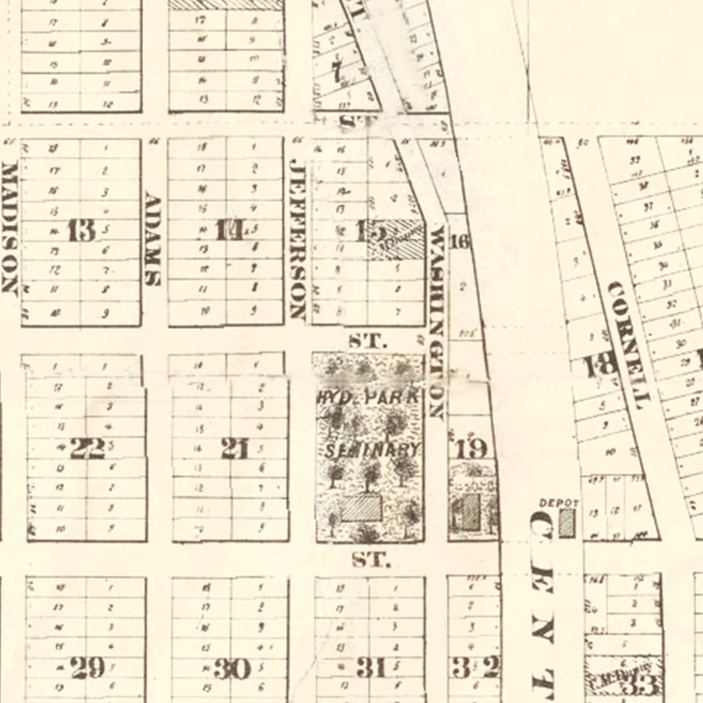Vintage Hyde Park Chicago Map 1870