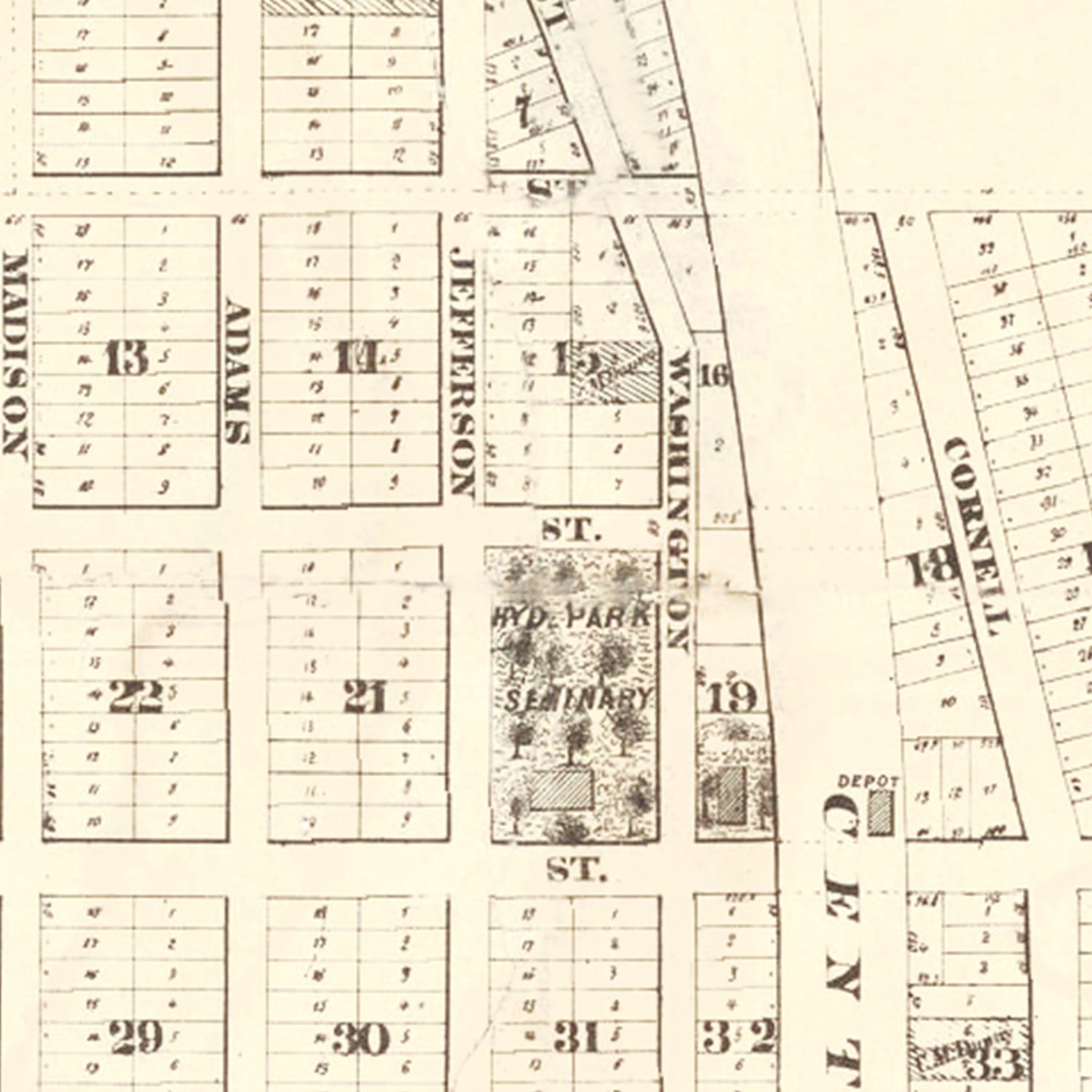 Vintage Hyde Park Chicago Map 1870