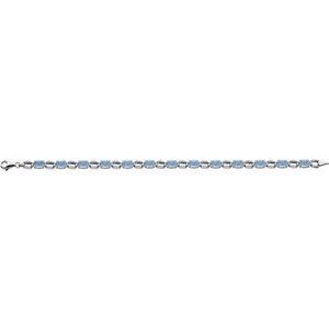 14K White Gold 7x5 mm Oval Natural Sky Blue Topaz 7 1/4" Bracelet – image 2