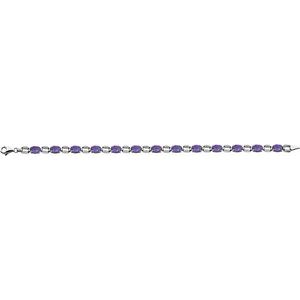14K White Gold 7x5 mm Oval Natural Amethyst 7 1/4" Bracelet – image 2