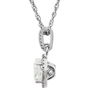 14K White Gold Lab-Grown White Sapphire & 1/10 CTW Natural Diamond 18" Necklace