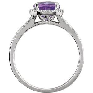 14K White Gold Natural Amethyst & 1/6 CTW Natural Diamond Ring
