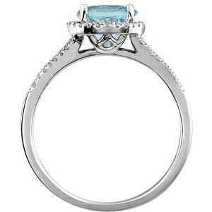 14K White Gold Natural Sky Blue Topaz & 1/6 CTW Natural Diamond Ring