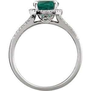 14K White Gold Lab-Grown Emerald & 1/6 CTW Natural Diamond Ring